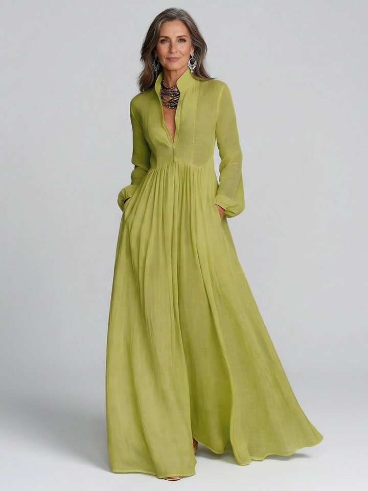 Esther | Vestido Maxi con Botones Frontal Fluidos