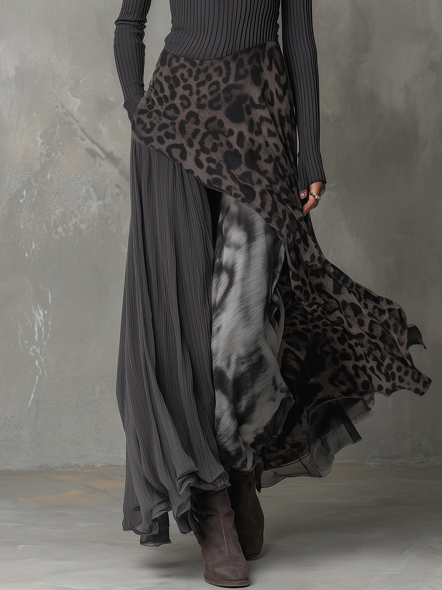 Monique | Robe longue bohème à imprimé léopard