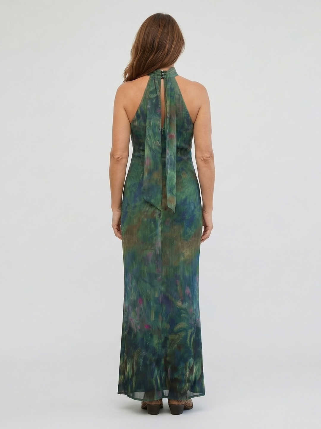 Moana Vestido en Chiffon con Estampado Inspirado en Monet