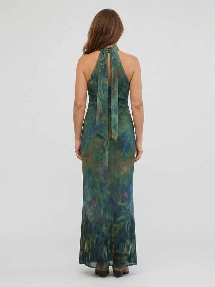 Moana Vestido en Chiffon con Estampado Inspirado en Monet