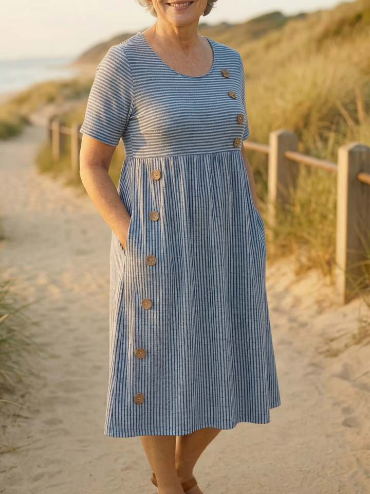 Brienne | Striped Midi Dress Effortless Comfort
