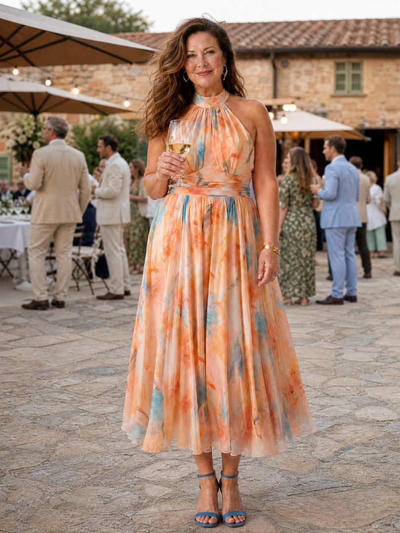 Élise | Robe midi douce à encolure halter