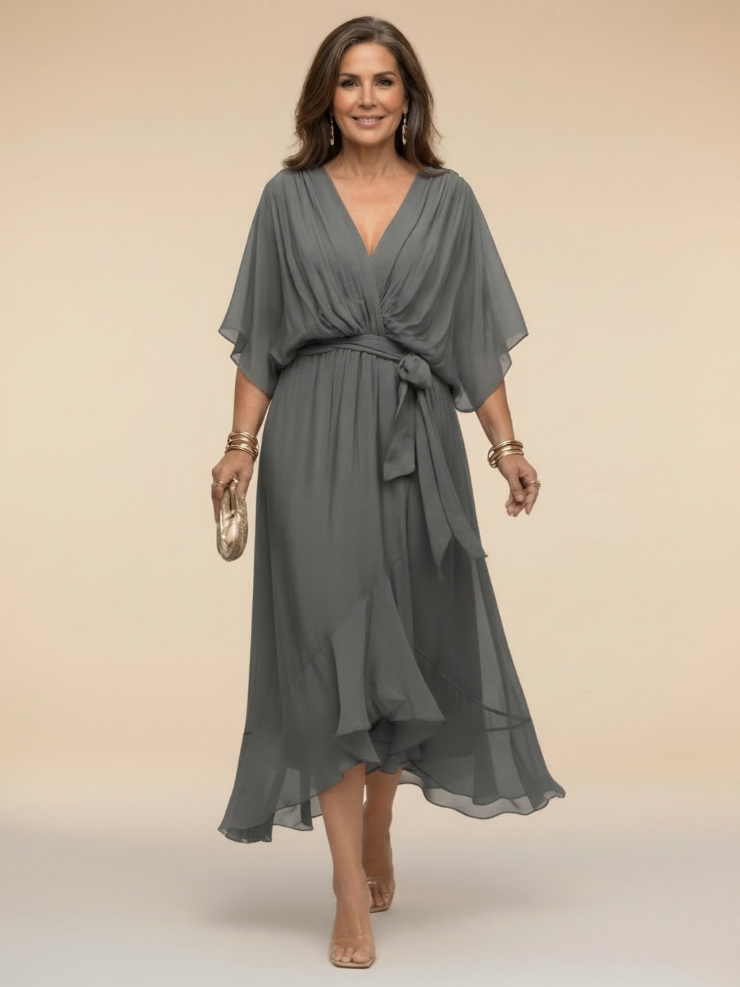 Sandra | Vestido de Chiffon con Escote en V