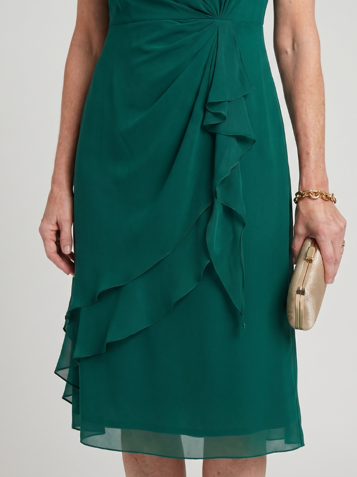 Élise | Robe midi à manches courtes et ourlet superposé