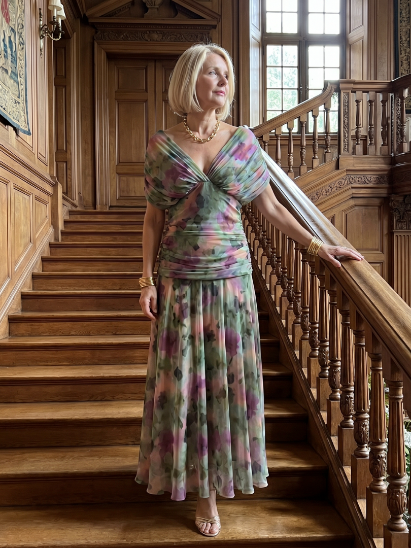 Annie | Robe Midi Décontractée à Épaule Dénudée