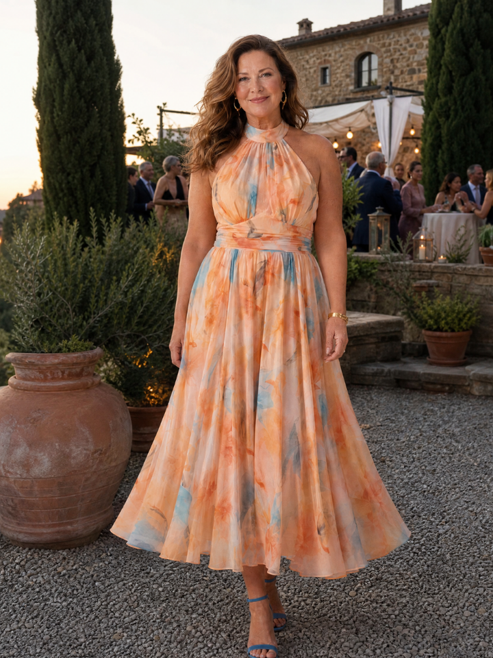 Élise | Robe midi douce à encolure halter
