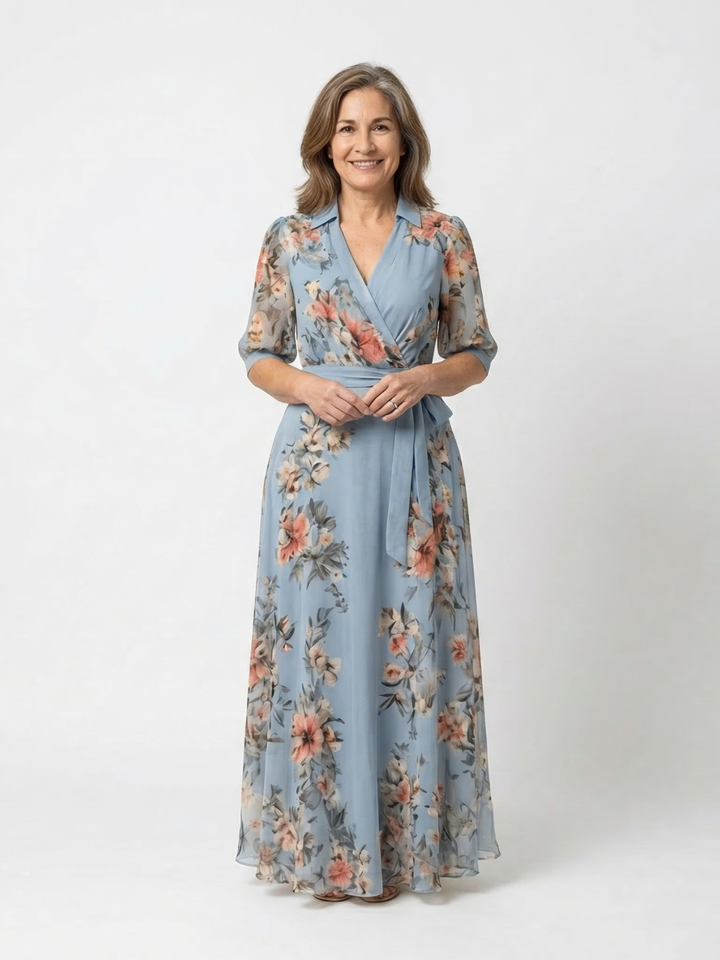 Eva | Vestido Maxi Floral con Escote en V