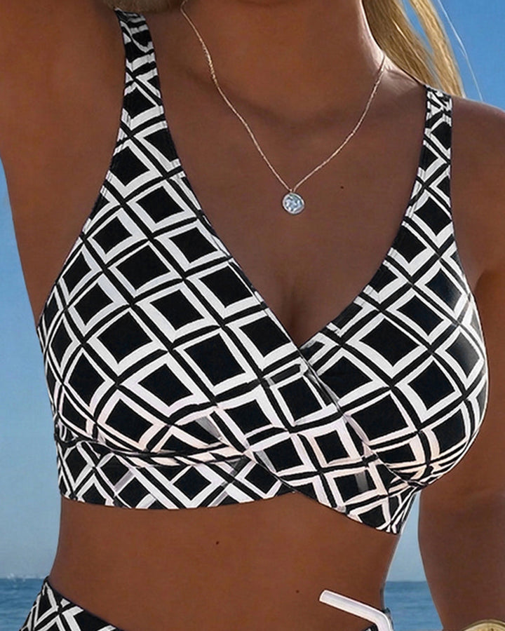 Twee-delig Bikini Met Bh-Snit En Diamantpatroon