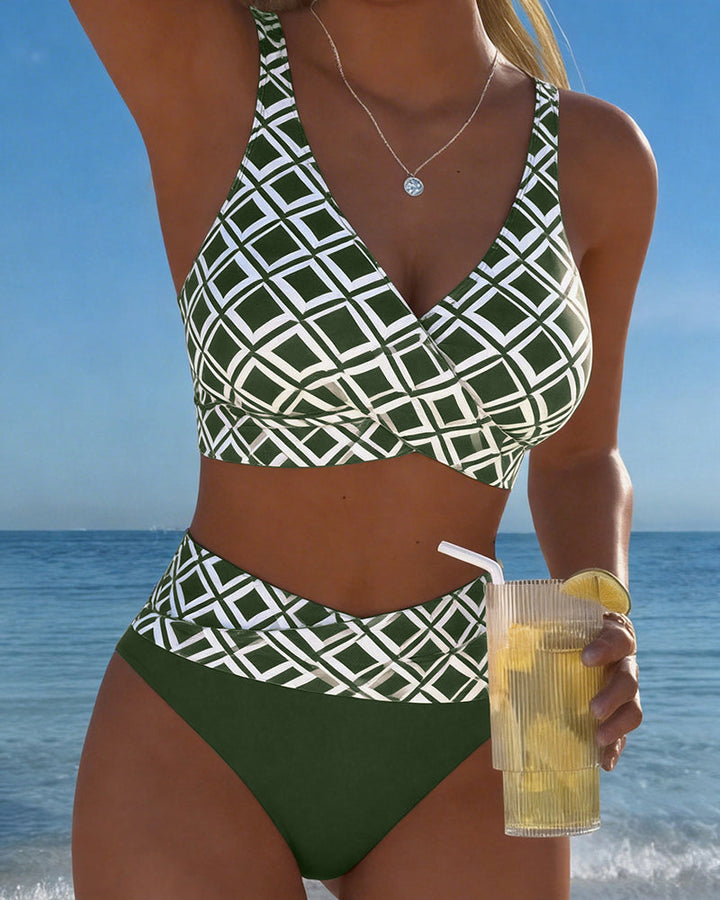 Twee-delig Bikini Met Bh-Snit En Diamantpatroon