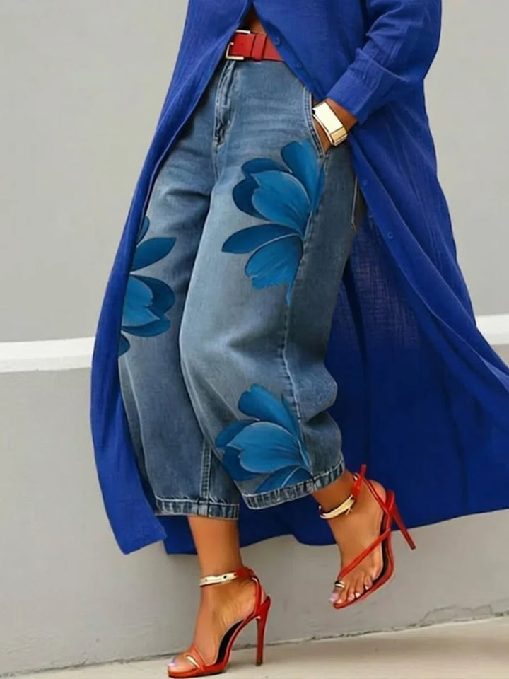 Diane - Robe Chemise en Lin et Ensemble de Jeans Floraux