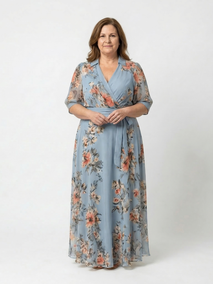Eva | Vestido Maxi Floral con Escote en V
