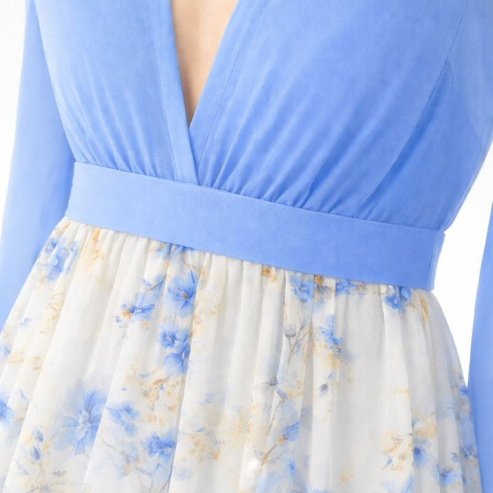 Alison | Azul Vestido Maxi de Manga Larga para Mujer