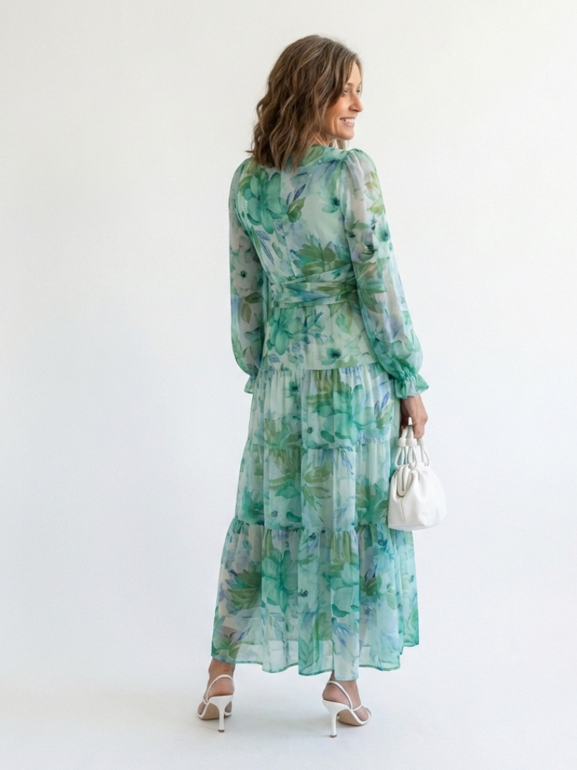 Susana | Vestido Maxi Floral de Manga Larga