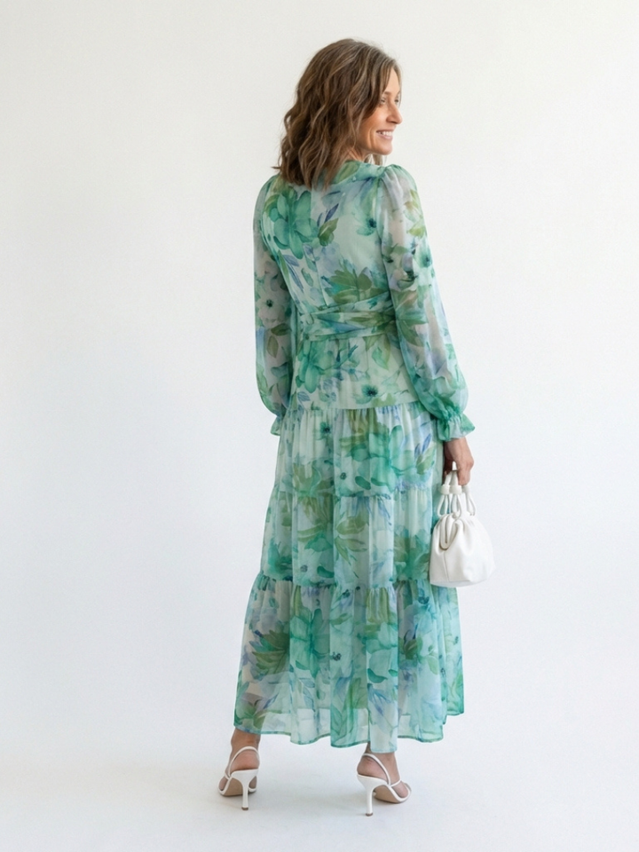 Amélie | Robe maxi florale à manches longues
