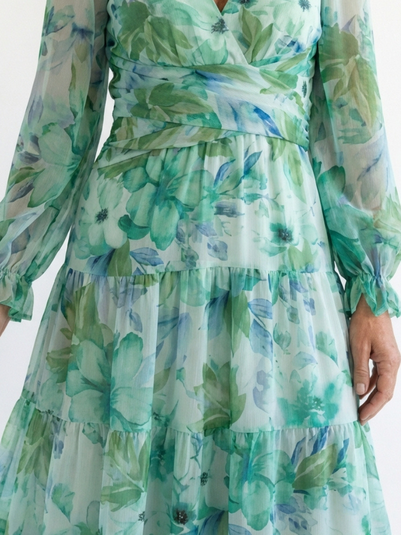 Amélie | Robe maxi florale à manches longues