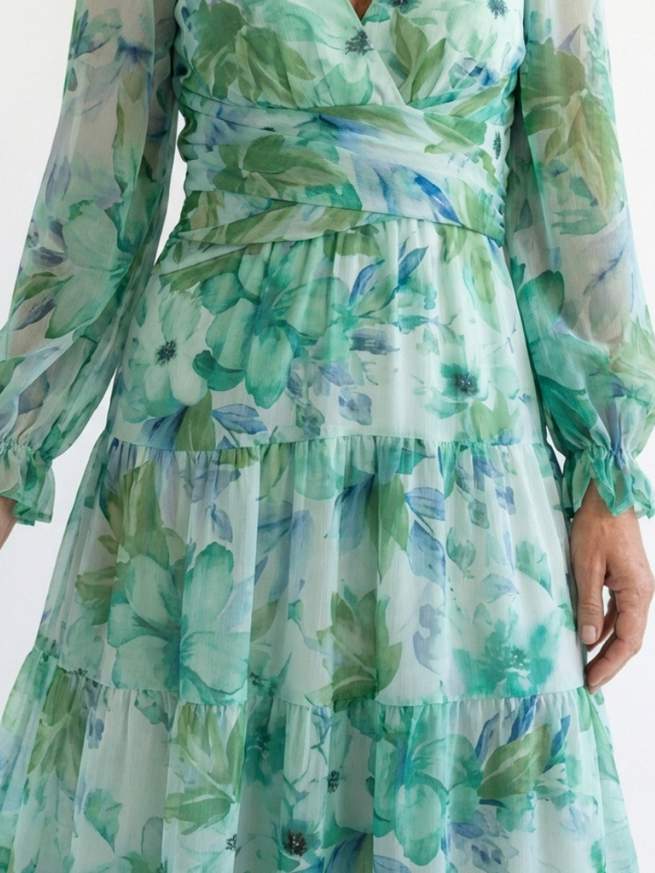 Amélie | Robe maxi florale à manches longues