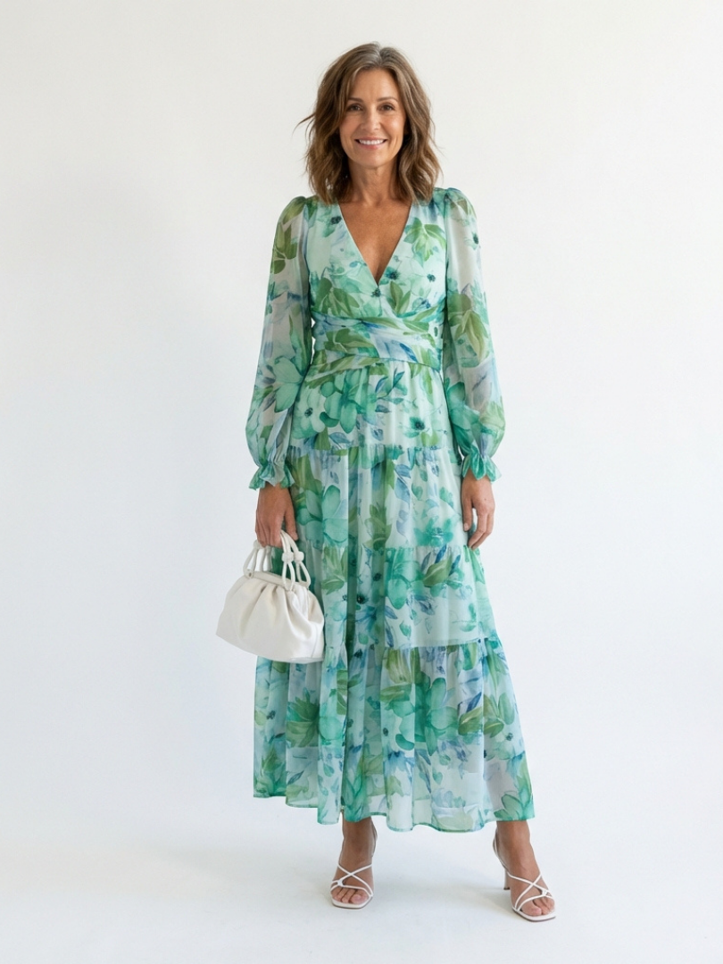 Amélie | Robe maxi florale à manches longues