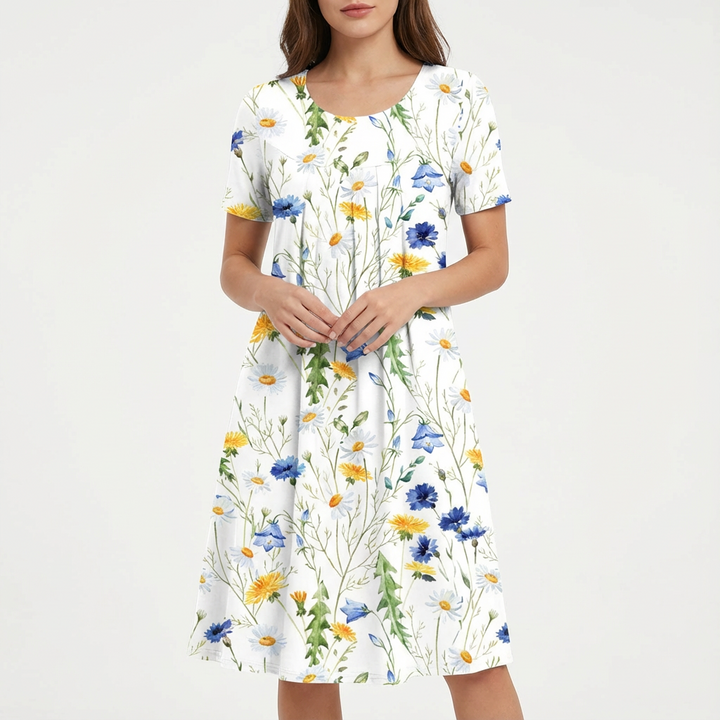 Barbara | Vestido midi acampanado con estampado floral para mujer