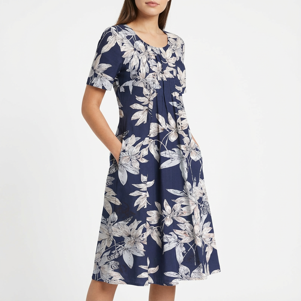 Barbara | Vestido midi acampanado con estampado floral para mujer