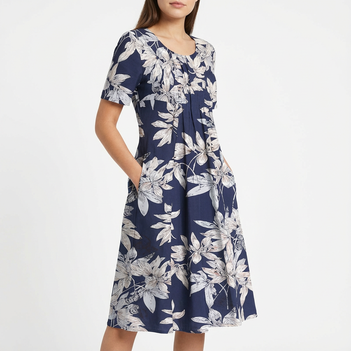 Barbara | Vestido midi acampanado con estampado floral para mujer