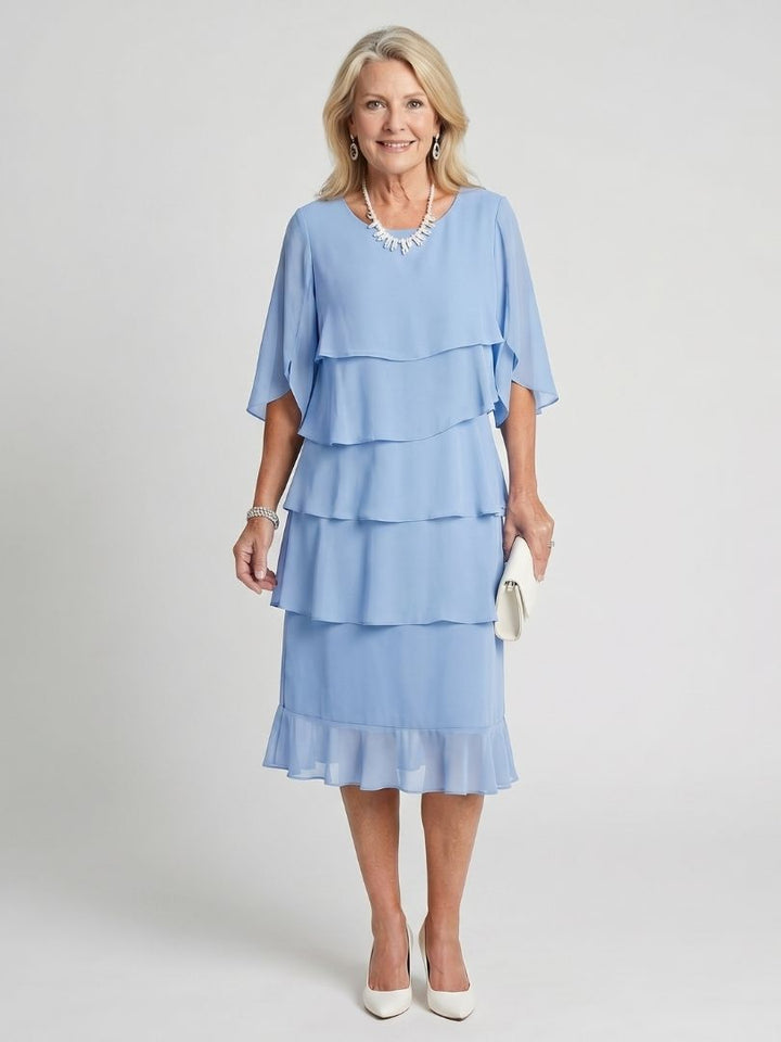 Brigitte | Robe midi à volants superposés