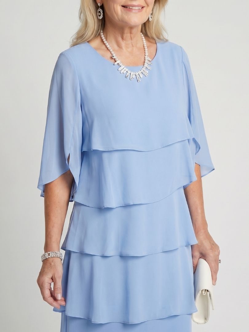 Brigitte | Robe midi à volants superposés