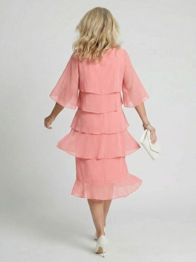 Brigitte | Robe midi à volants superposés