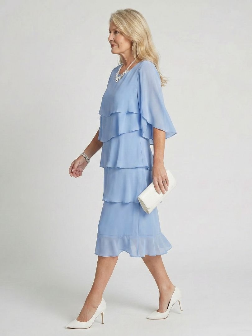 Brigitte | Robe midi à volants superposés