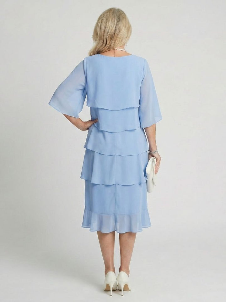Brigitte | Robe midi à volants superposés