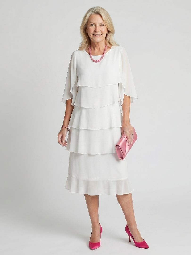 Brigitte | Robe midi à volants superposés