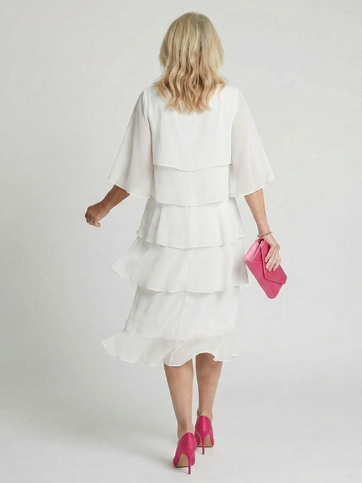 Brigitte | Robe midi à volants superposés