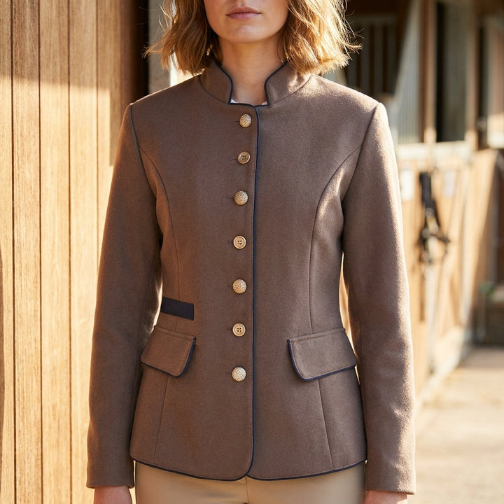 Chloe Wool Fitted Blazer | Stand-Up Collar Button Front Blazer