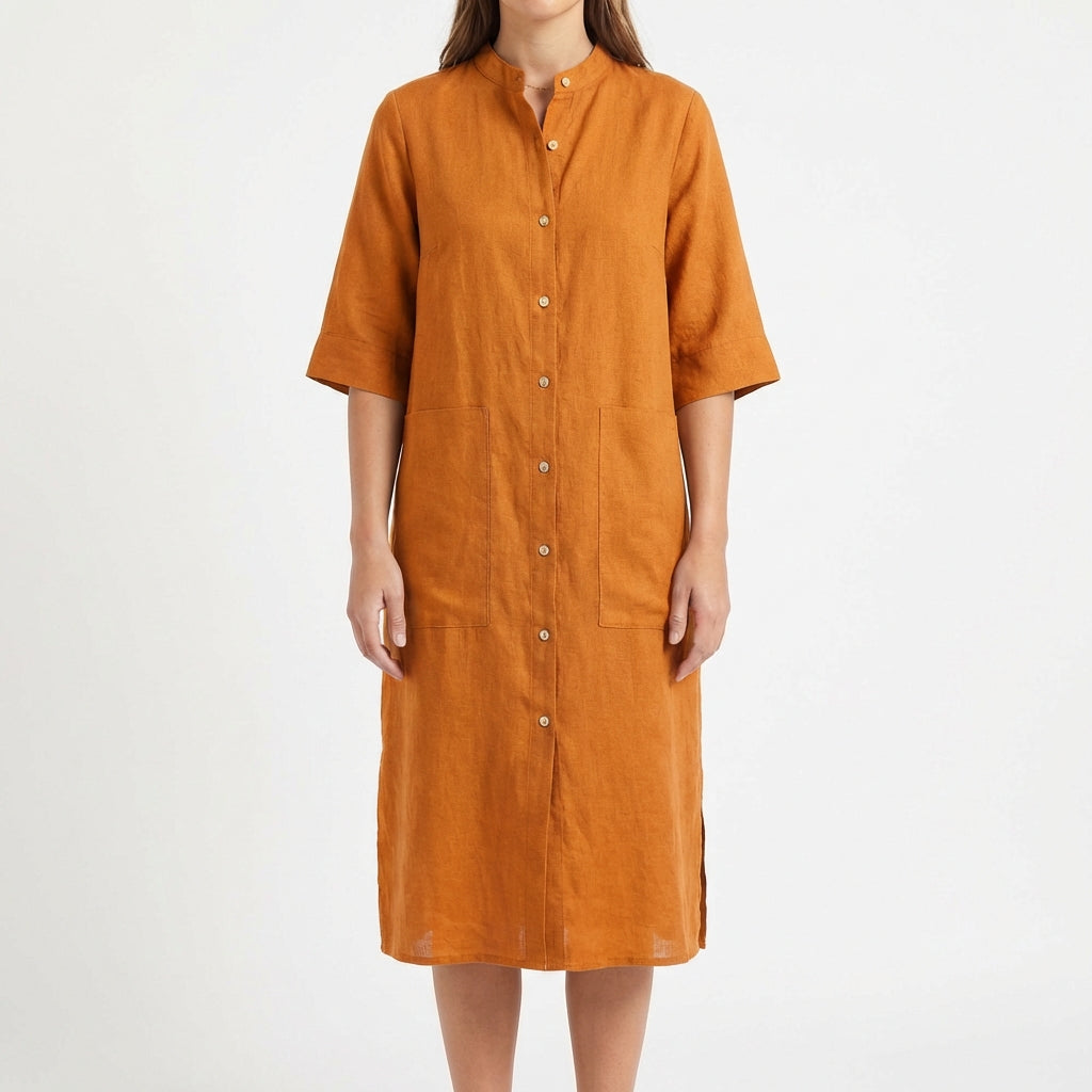 Candela | Mujer Vestido Camisero Midi Casual