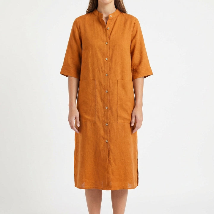 Candela | Mujer Vestido Camisero Midi Casual