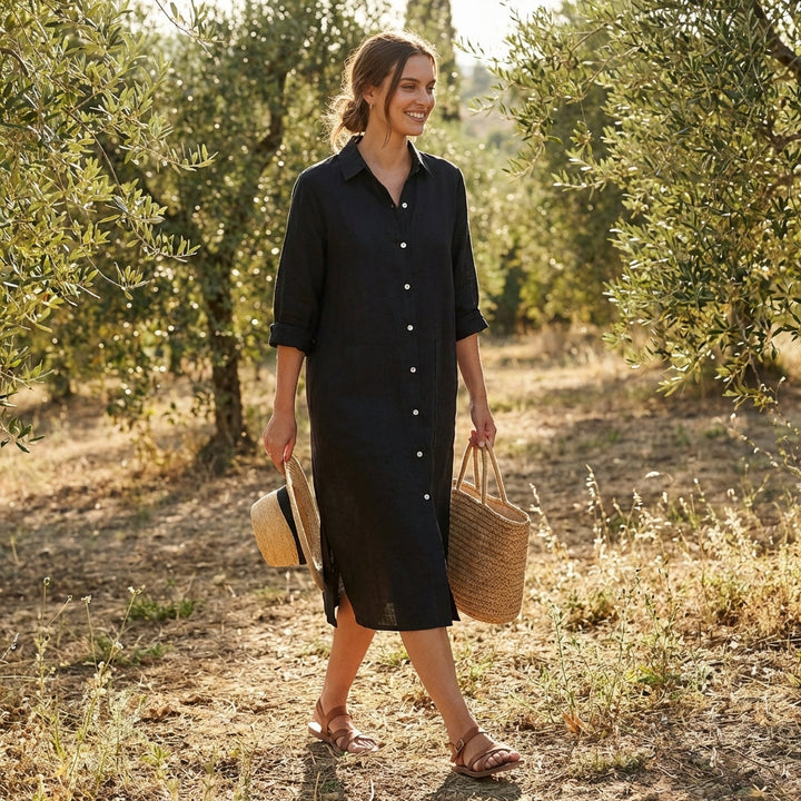 Candela | Mujer Vestido Camisero Midi Casual