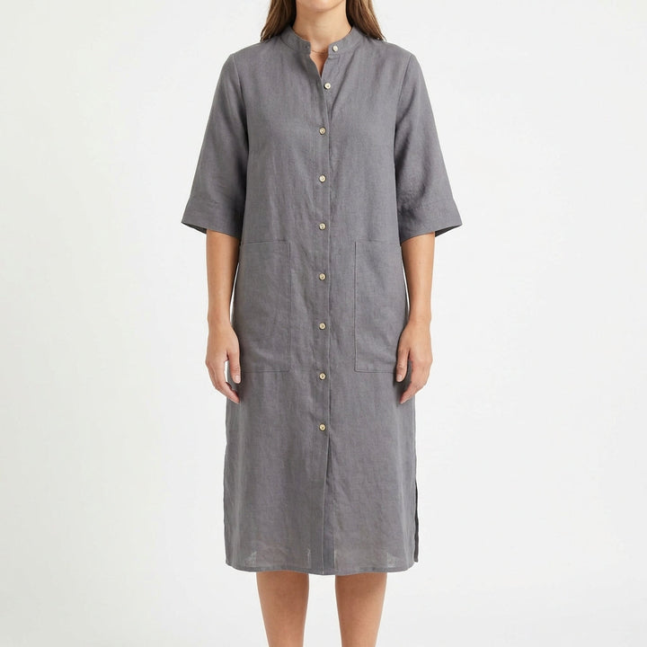 Candela | Mujer Vestido Camisero Midi Casual