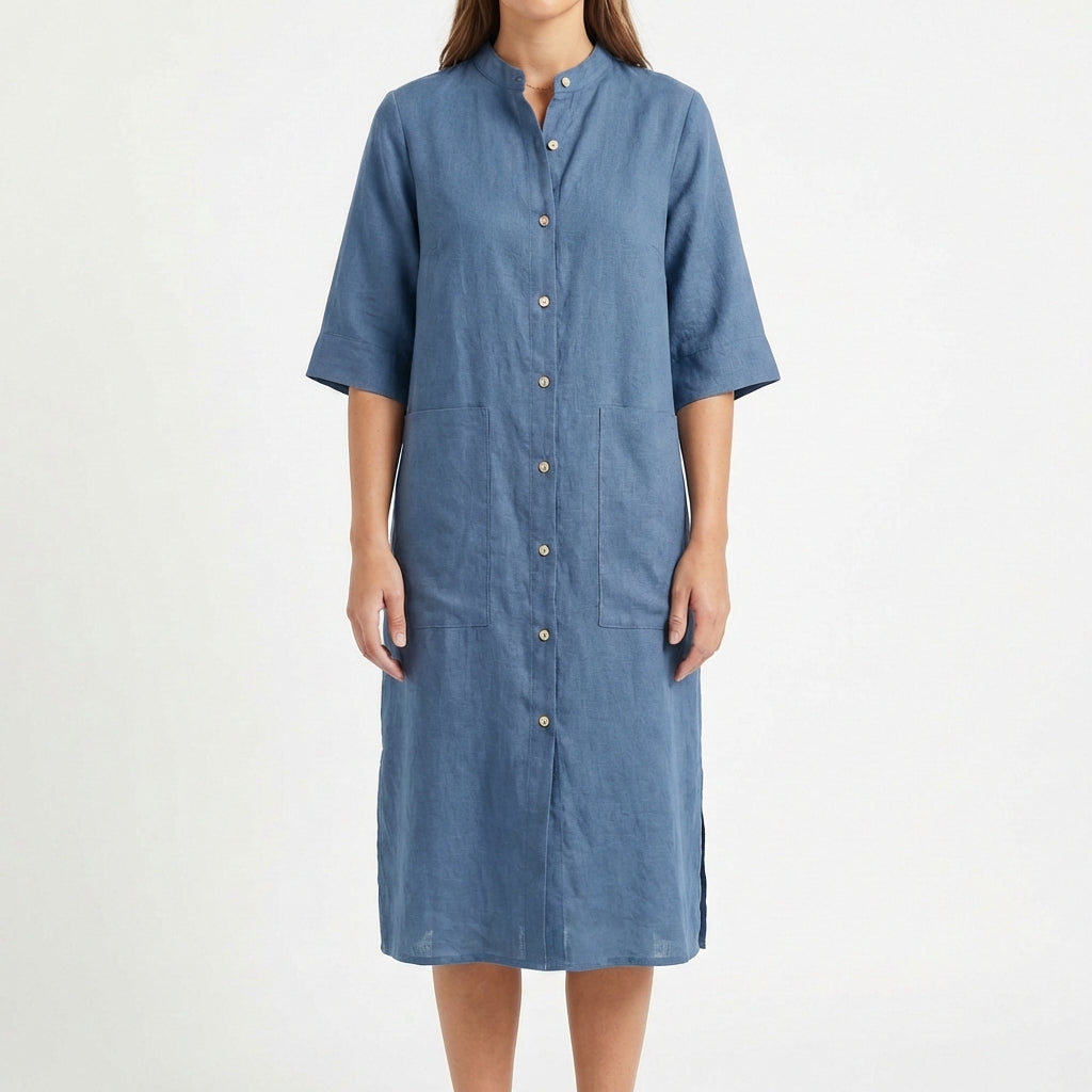 Candela | Mujer Vestido Camisero Midi Casual