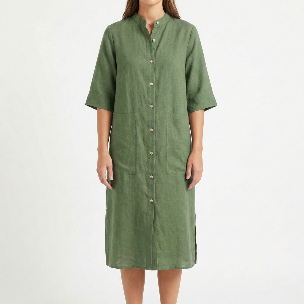Candela | Mujer Vestido Camisero Midi Casual