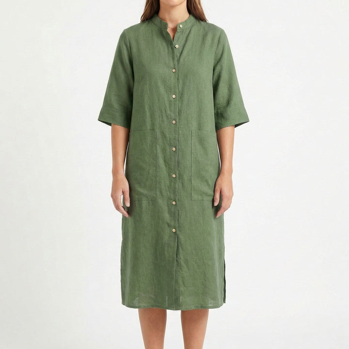 Candela | Mujer Vestido Camisero Midi Casual
