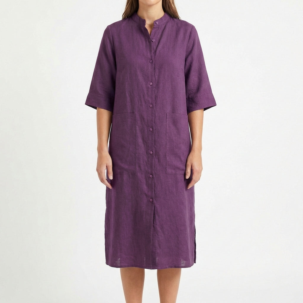 Candela | Mujer Vestido Camisero Midi Casual