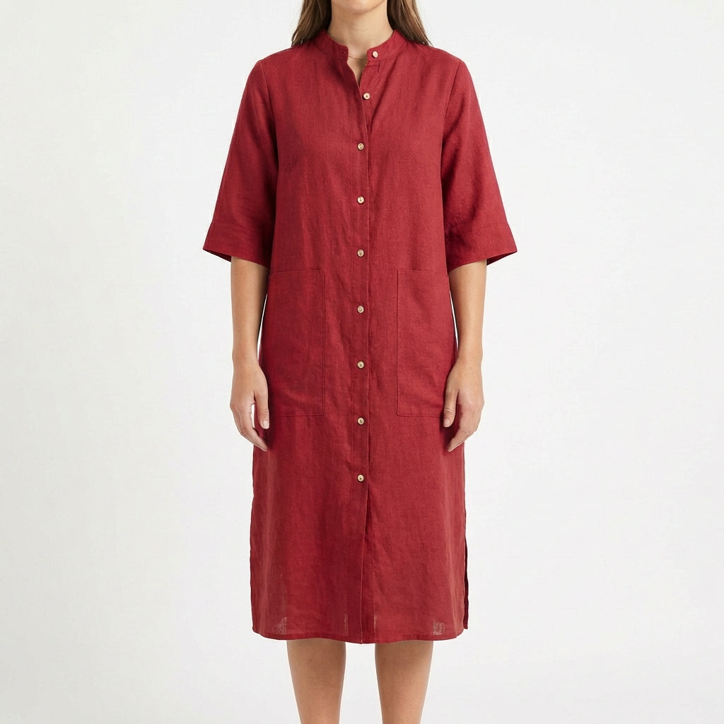 Candela | Mujer Vestido Camisero Midi Casual