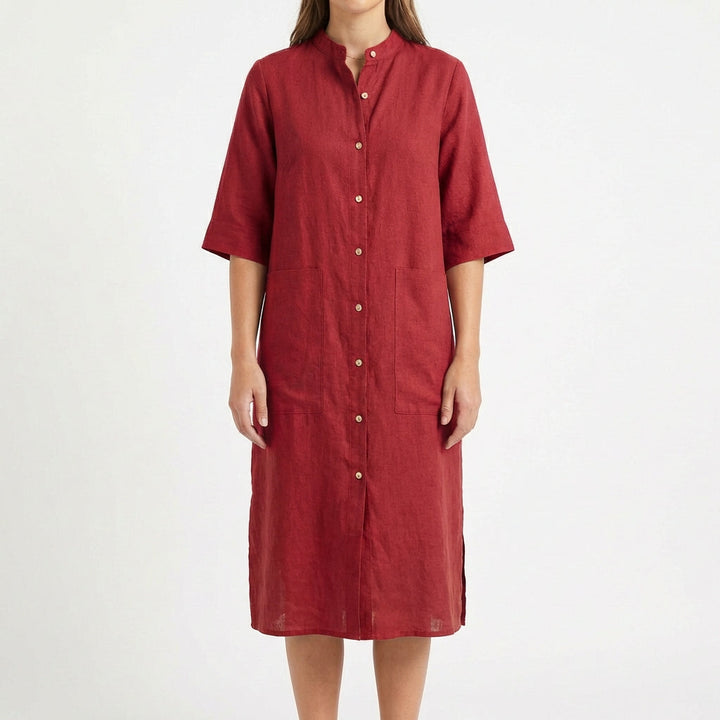 Candela | Mujer Vestido Camisero Midi Casual