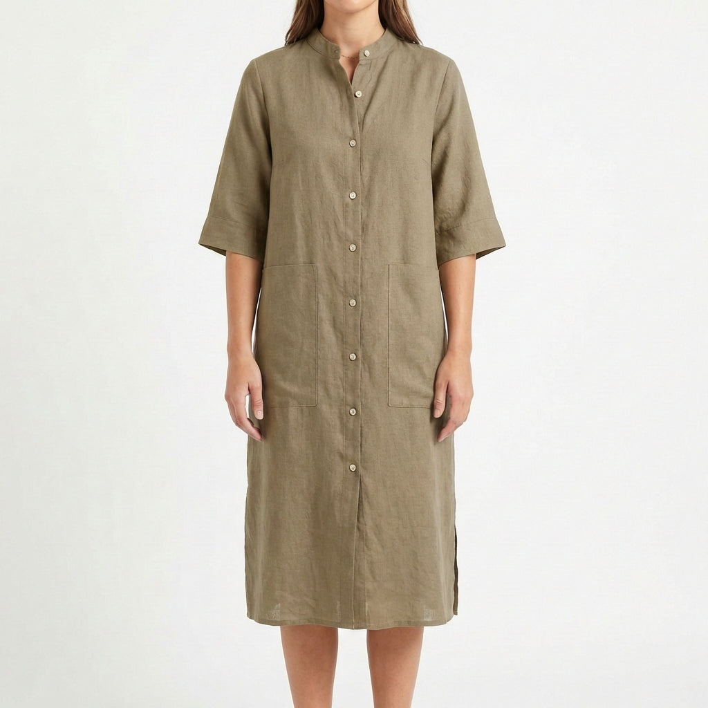 Candela | Mujer Vestido Camisero Midi Casual
