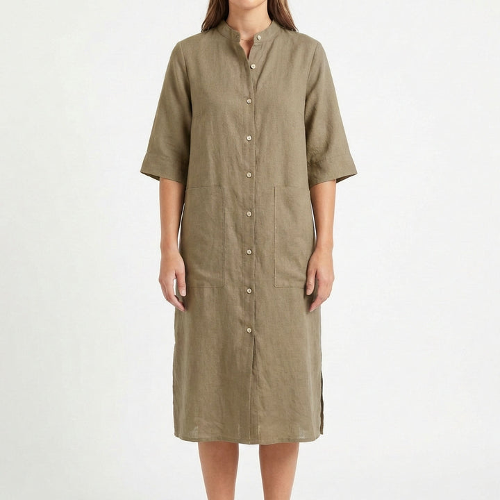 Candela | Mujer Vestido Camisero Midi Casual
