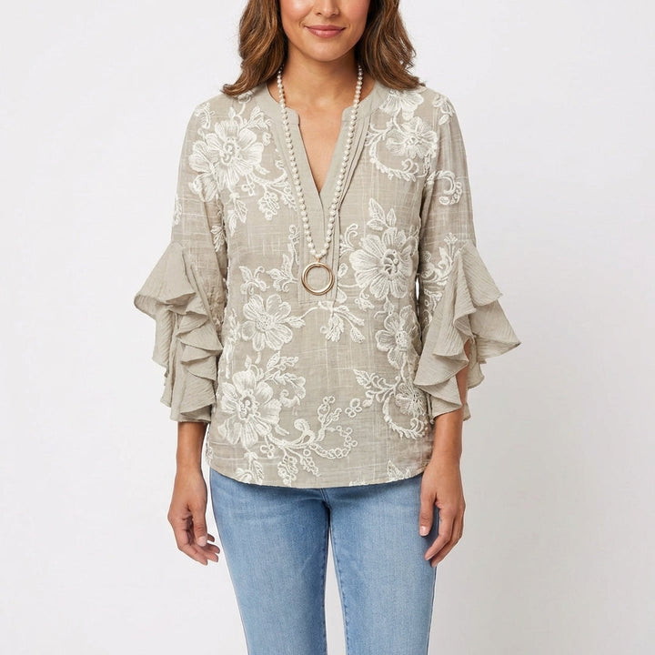 Carmen | Blusa Estampada Manga Volante Mujer Boho