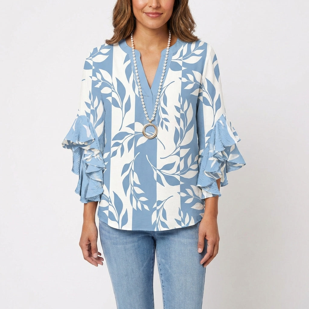 Carmen | Blusa Estampada Manga Volante Mujer Boho