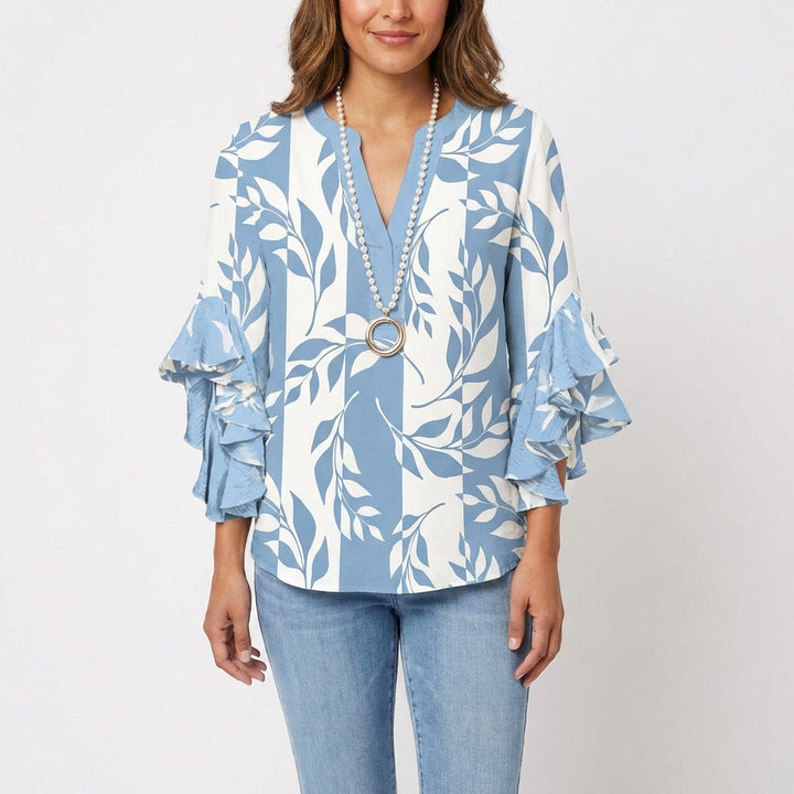 Carmen | Blusa Estampada Manga Volante Mujer Boho