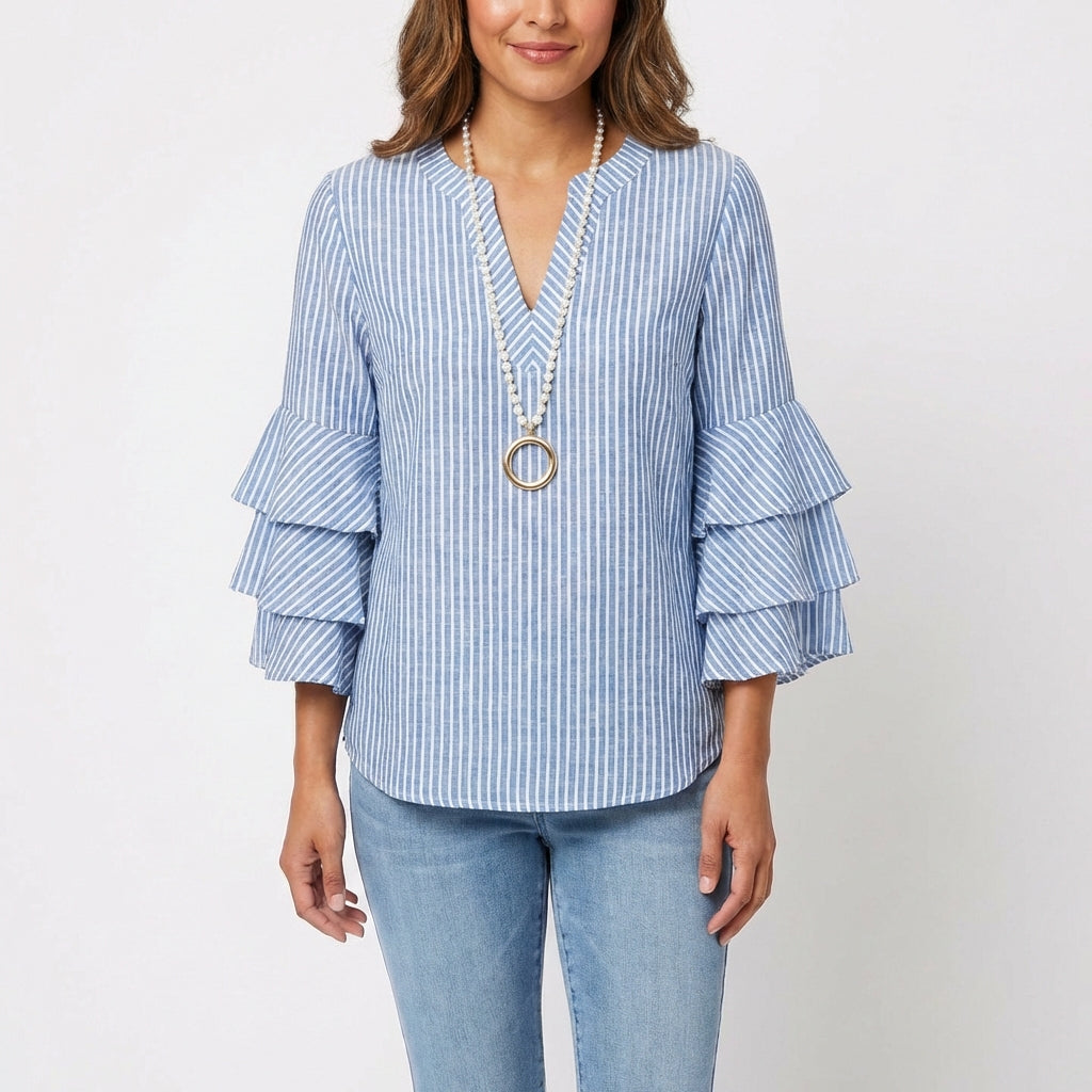 Carmen | Blusa Estampada Manga Volante Mujer Boho