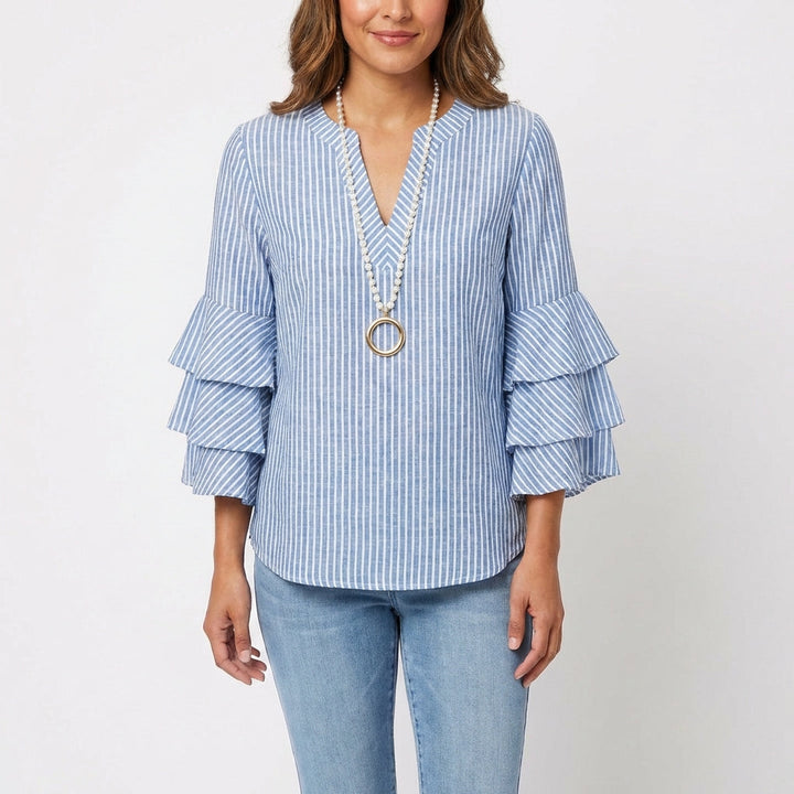 Carmen | Blusa Estampada Manga Volante Mujer Boho