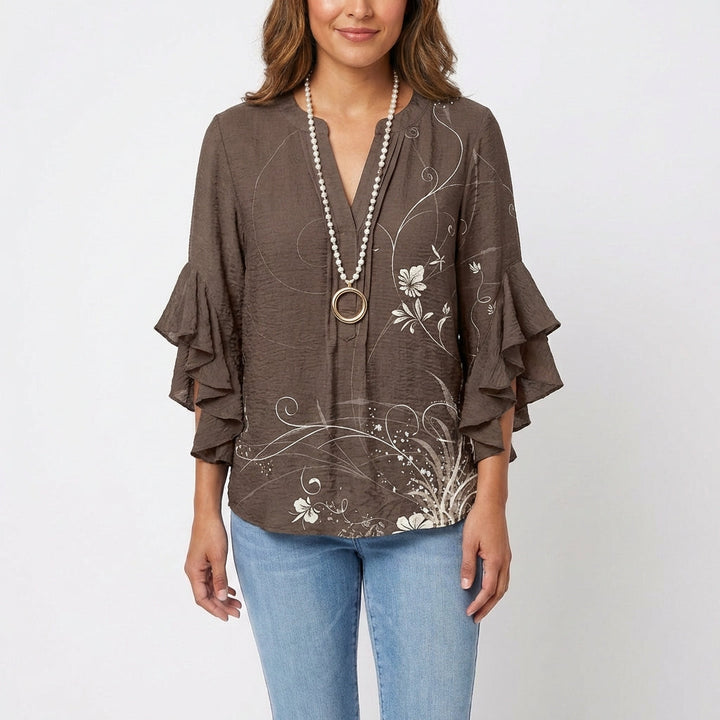 Carmen | Blusa Estampada Manga Volante Mujer Boho